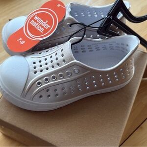 Wonder Nation Kids White Slip-On Sneakers